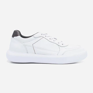 Tênis Masculino Casual Branco Couro Legítimo Sola Flat Leve