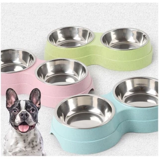 Comedouro Bebedouro 2 em 1 Tigela Aço Inox Removível Cachorro Gato Pet