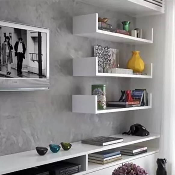 3 Prateleira Nichos U 50x15 Mdf 15mm Branco
