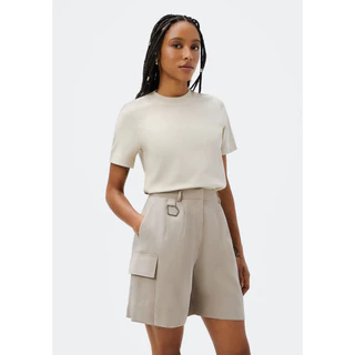 Shorts Feminino Cargo Em Alfaiataria em Oferta na Shopee