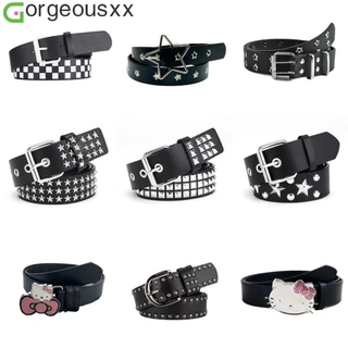 Moda Punk Quadrado Rebite Cinto De Couro Para Mulheres Homens Y2K Oco Estrela Fivela Calças Vestindo Acessórios
