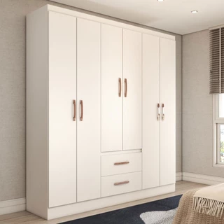 Guarda-Roupa Casal Panamá 6 Portas 2 Gavetas em Oferta na Shopee