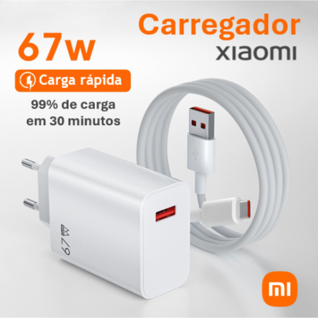 Carregador 120w Turbo 33w 67w 150w 180w para Xiaomi Samsung Usb tipo C