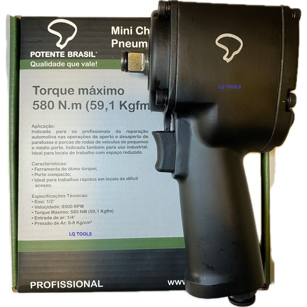 MINI CHAVE DE IMPACTO PNEUMATICA CARRO 1/2 POL - 59,1 KGFM - POTENTE ...