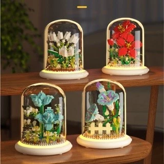 A0607 Vida Eterna Blocos De Construção Buquê De Flores Enfeites De Mesa Meninas Brinquedo De Girassol Presente