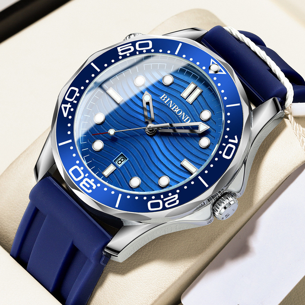 BINBOND Mostrador Giratório De Tendência Noturna Brilhante , casual , Elegante E Personalizado Relógio De Quartzo Masculino