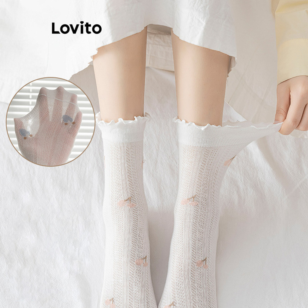 Lovito Meias casuais simples para mulheres LNA61114