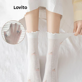 Lovito Meias casuais simples para mulheres LNA61114