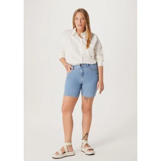 Bermuda Jeans Feminina Cintura Alta Ciclista
