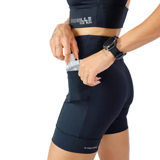Short Feminino C/ Bolso Para Corrida, Caminhada Academia Feminino Compresão Running all black