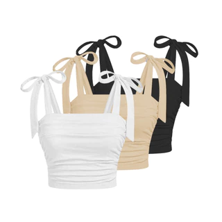 Lovito Casual Regata com Babado Plissado para Mulheres L80ED131(Multicolorido)