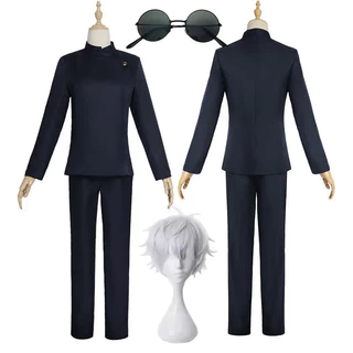 Dark Blue High School Gojo Satoru Cosplay Costume Wig Glasses Anime Jujutsu Kaisen Roupa De Halloween Para Homens