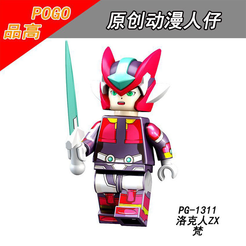 Kit 5 Bonecos RockMan Megaman Blue /ZX Zero Brinquedos Blocos De
