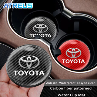 1/2Pcs Toyota Porta-Copos Com Padrão De Fibra De Carbono Almofada Antiderrapante Para Agya Raize Calya Avanza Veloz Rush Kijang Innova Yaris Corolla Cross