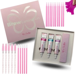 Kit Lash Lifting e Brow Lamination We Bella Completo Step 1 2 3 Com Escovinha Microbrush Aplicador