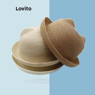 Lovito Casual liso Padrão recortado Chapéu para mulheres LFA37201