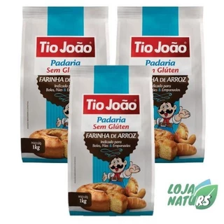 KIT 3 Farinha de Arroz Sem Glúten Sem Lactose 1Kg - Tio João