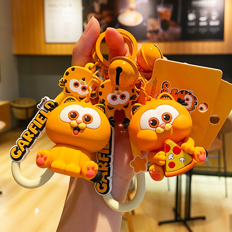 Chaveiro de carro Garfield criativo dos desenhos animados Bonito Bonito Casal saco pingente temporada de formatura pequeno presente