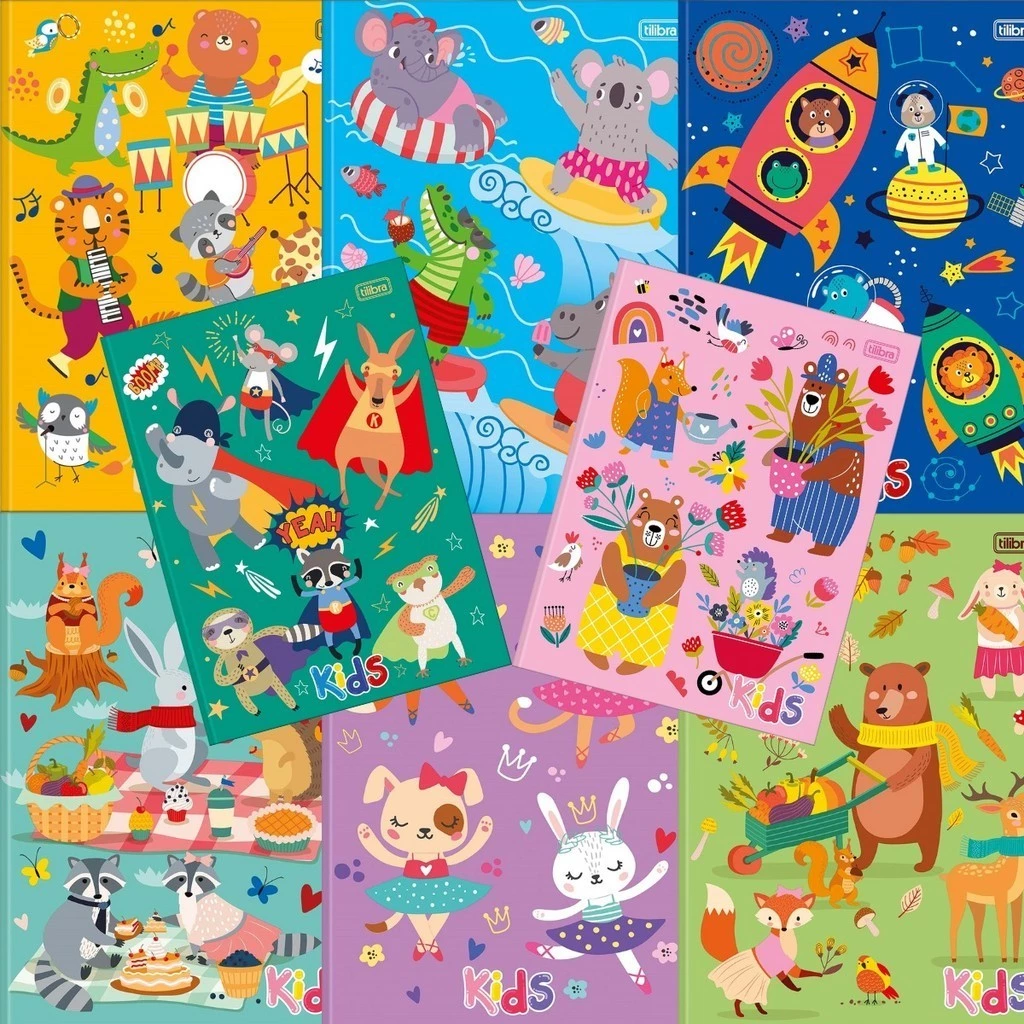 Caderno (PEQUENO) Brochura 1/4 Sapeca Kids 48 Folhas Menino/Menina 14x20cm Tilibra | Costurado | Recados