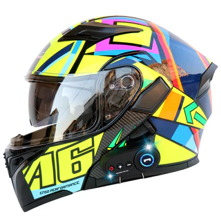 Capacete De Motocicleta Bluetooth Com Visor Duplo E Tecnologia De Fones De Ouvido Intercomunicador