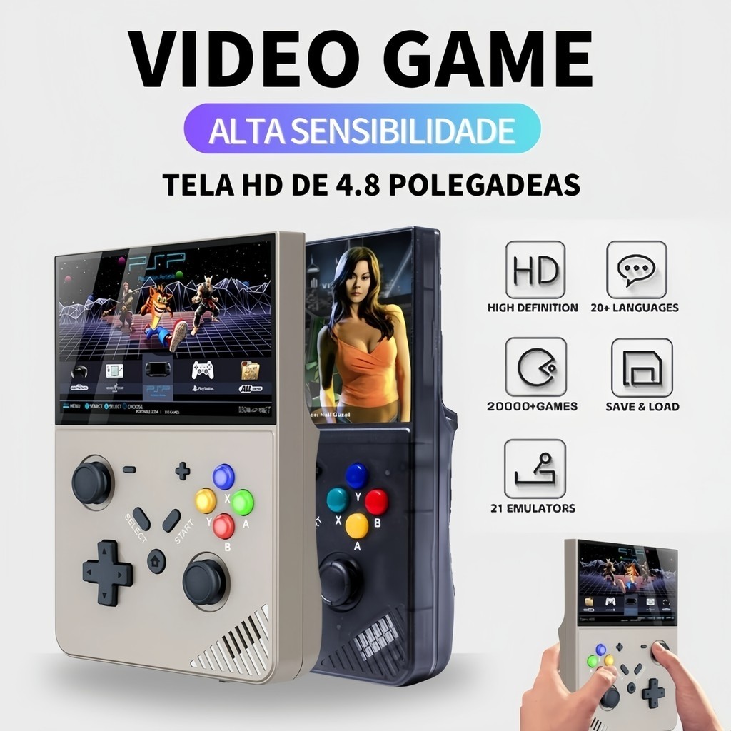 Console Vídeogame Tela IPS 4.8 Led HD Portátil PSP PS1 Mais de 20.000 Jogos God of War SD 64g
