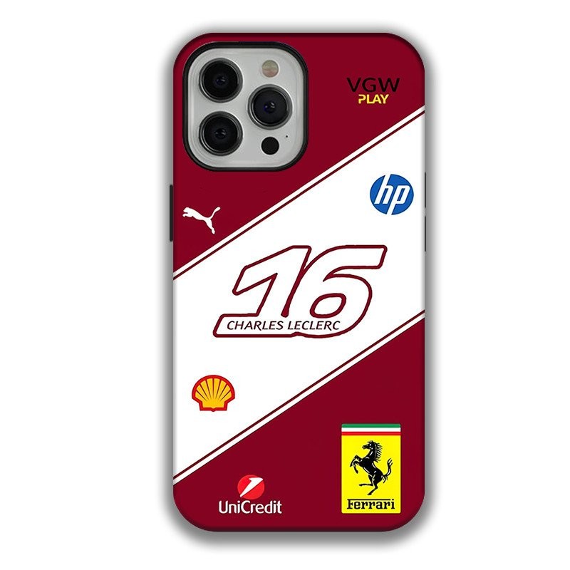 Capa de telefone compatível com iPhone F1 Ferrari Leclerc, capa 2 em 1 ...