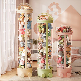 Balde De Armazenamento De Bonecas De 28 Cm Com Tubo Transparente Universal Zíper Cesta Brinquedos De Pelúcia De Grande C