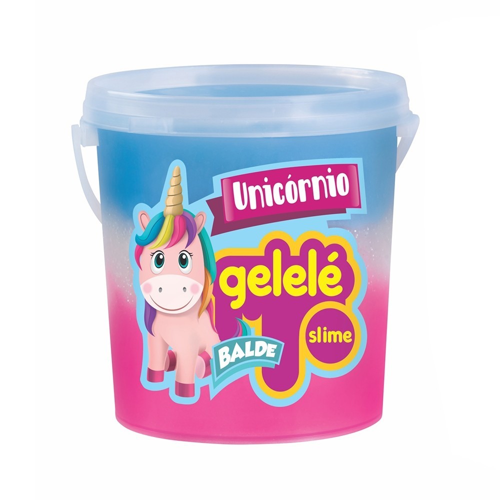 Gelelé Slime 3 Cores Grande Balde 457g Modelo Unicórnio Original - Marca Doce Brinquedo