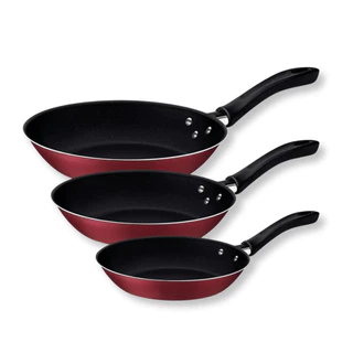 Jogo De Frigideiras Linz 03 Peças Tramontina Revestimento Antiaderente Starflon Max Vermelho Cozinha Resistente Prático