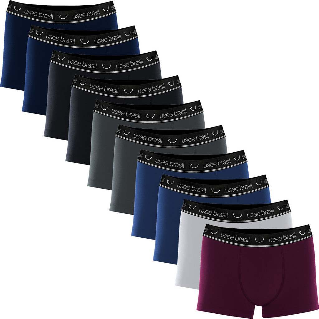Kit Com 10 Cuecas Boxer Algodão Adulto Masculino Original Usee Brasil
