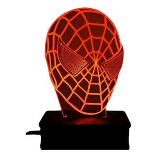 Luminária Led 3d, Homem Aranha, Heroi, Decoração, 16 Cores
