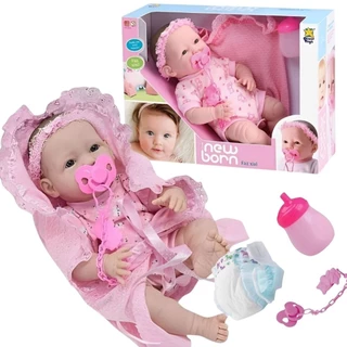 Boneca New Born Realista Faz Xixi Fralda Brinquedo Menina Chupeta
