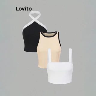 Lovito Regata básica casual colorblock lisa para mulheres L86ED237