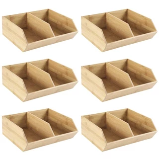Kit 6 Caixas Bambu Empilhavel OU Multiuso 13L Organizadora