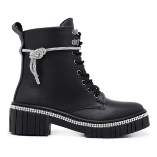 Bota Feminina Casual Estilo Blogueira Cano Médio Com Strass