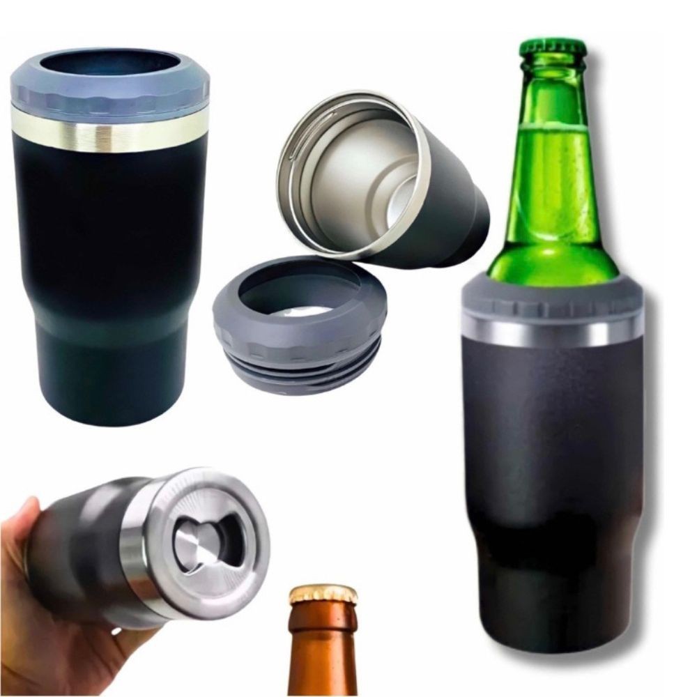 Copo Térmico Multiuso - Porta Latas E Garrafas Com Abridor