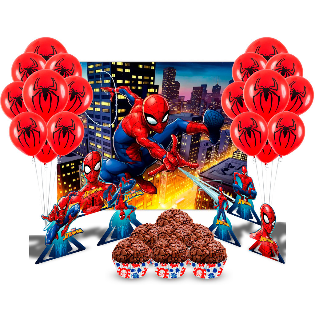 Kit festa Completo 132 pçs Decoração Homem Aranha festa | Shopee Brasil