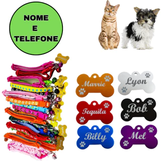 Placa De Identificação Pet Gravada C/ Coleira Personalizada