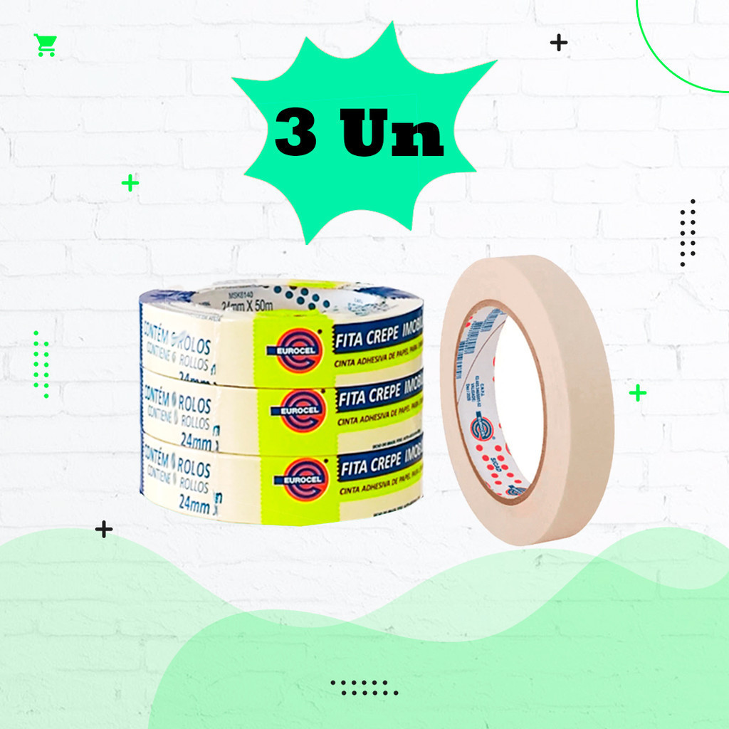 Kit Fita Crepe Uso Geral Branca 24X50 Pintura Eurocel - 3 Un | Shopee ...