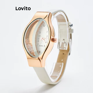 Lovito Relógio Casual De Quartzo Com Estampa De Pele De Cobra E Strass Assimétrico Elegante E Versátil Para Mulheres LFA78161