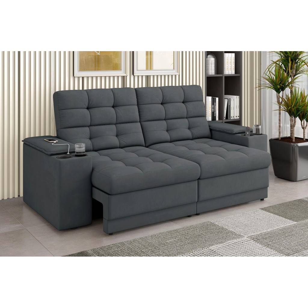 ＤＩＶＡＮＣＯ　ＳＯＦＡＲ　ＢＬＡＣＫ／ＬＩＧＨＴ　ＧＲＡＹ copos porta Retrátil/Reclinável Assento 1,70m Premium Confort Sofá 2人掛け・3人掛けソファ