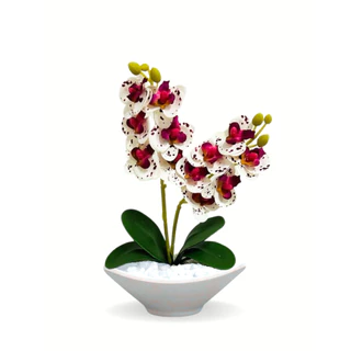 Planta Artificial Arranjo de Orquídea 12x Vaso Oriental