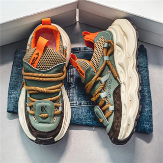 Novos sapatos esportivos masculinos de malha espessa com altura respirável Nicho de malha respirável Trendy Cool Men's Sports Outdoor Casual Men' s Shoes