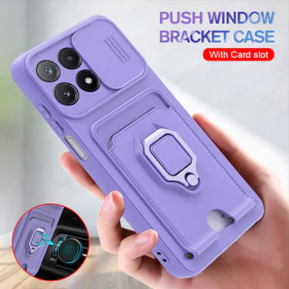 TPU Carteira Macia Para Xiaomi Poco X6 Pro 5G Porta-Anel Magnético Push Pull Camera Proteja O Coque Em Poko Little X 6 X6Pro 5G