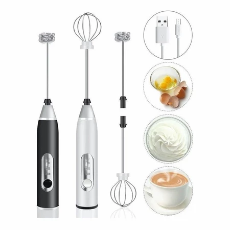 Batedor misturador mixer elétrico para bebidas leite café clara de ovo 2 em 1