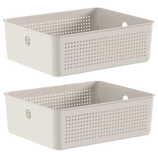 2x Cestos 5,4L Organizador OU Flow Bege 9cm x 22cm x 27cm