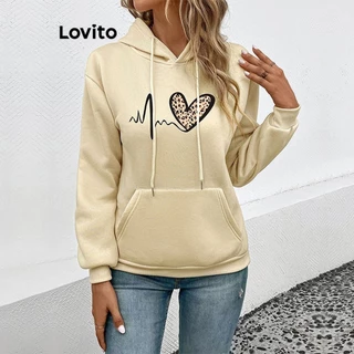 Lovito Moletom casual com bolso em formato de coração para mulheres LNL60058