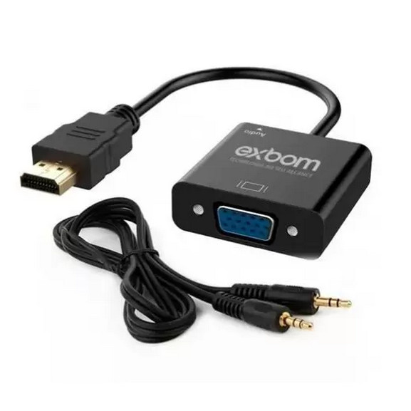 Cabo Conversor Adaptador Hdmi Para Vga Com Saída P2 Áudio