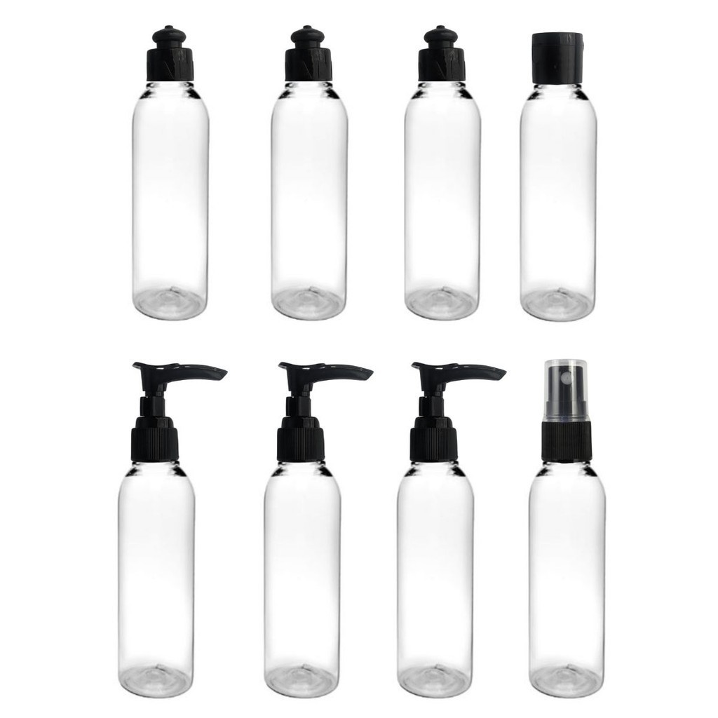 Kit 8 Frascos Viagem Armazenagem Cosméticos 100ml Cilindrico