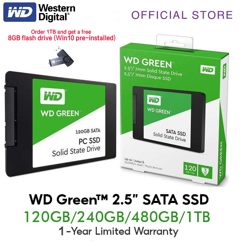 Western Data SSD 120GB 240GB 480GB 1TB SATA3 2.5inch WD Unidade de Estado Sólido Verde Adequada para Laptop PCIe NVMe M.2 SSD 1TB Unidade Interna de Estado Sólido 1TB Desktop Laptop Hard